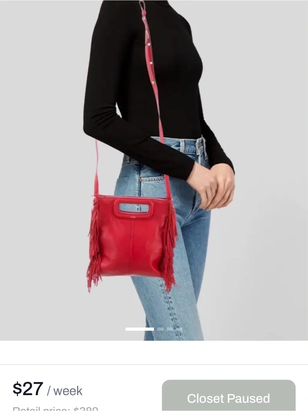 Maje NWOT Mini M Bag With Chain & Crossbody StrapIn Red Leather